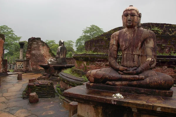 Zittende boeddha's van polonnaruwa — Stockfoto