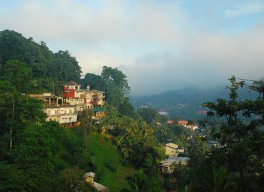 Foggy View of the town of Kandy in Sri L clipart