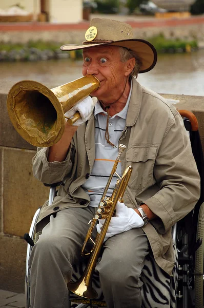Playing Jazz On The Charles Bridge — Stock Photo, Image