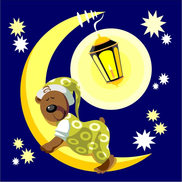 Αρκούδα ύπνου στο φεγγάρι χρώμα 17 — Διανυσματικό Αρχείο