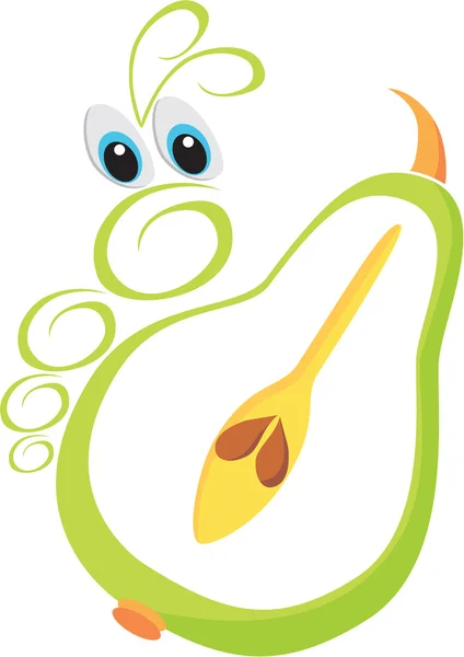 Caterpillar on pear color 02 — Stock Vector