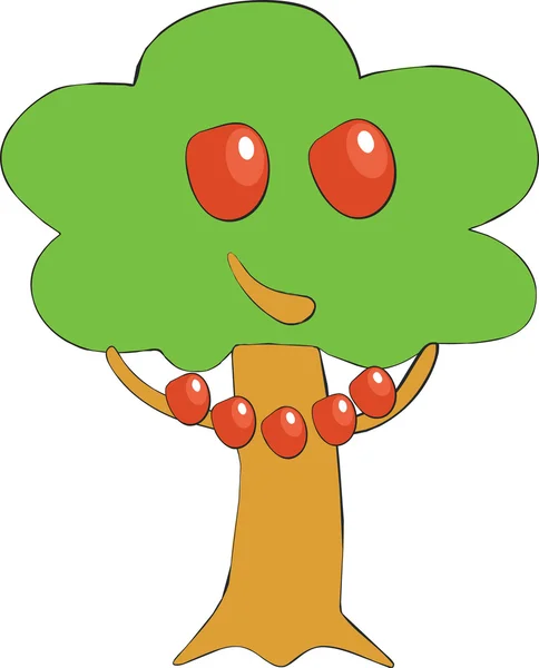 Apfelbaum Lächeln Farbe 01 — Stockvektor