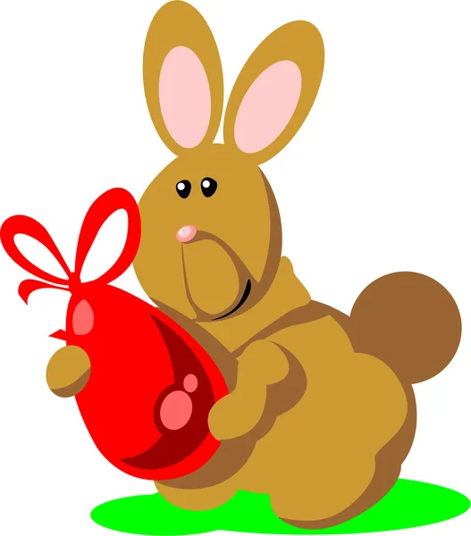 Oeuf cadeau de lièvre de vacances en couleur 02 — Image vectorielle