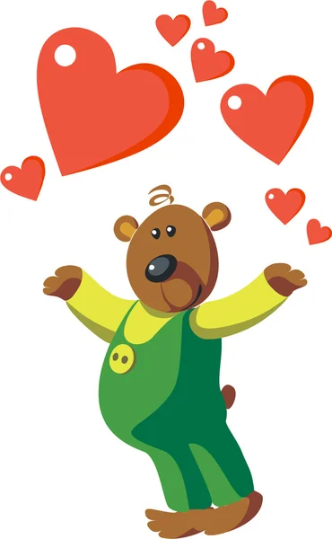 Urso com corações cor 06 — Vetor de Stock