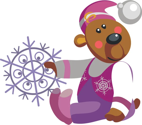 Ours avec flocon de neige couleur 10 — Image vectorielle