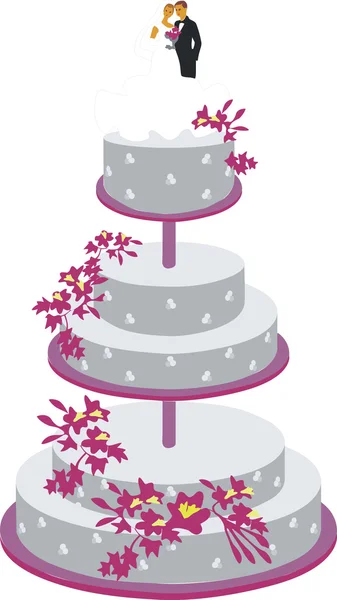 婚礼颜色 01 生日蛋糕 — 图库矢量图片