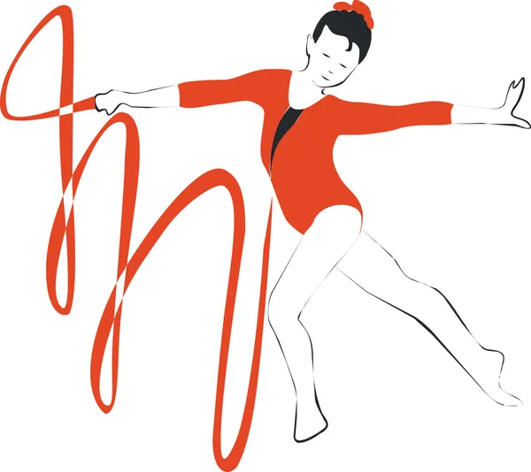Gymnaste en couleur 01 — Image vectorielle