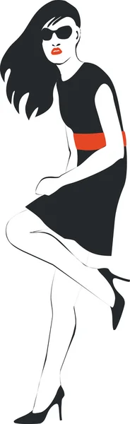 Девушка в черном 07 — стоковый вектор