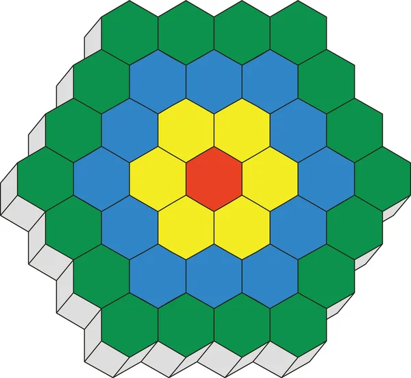Hexagonales 3D-Muster in Farbe 02 — Stockvektor