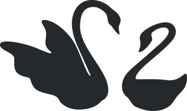 Swan couple black 01 clipart