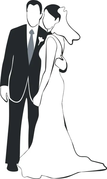 Wedding couple silhouette 02 — Stock Vector