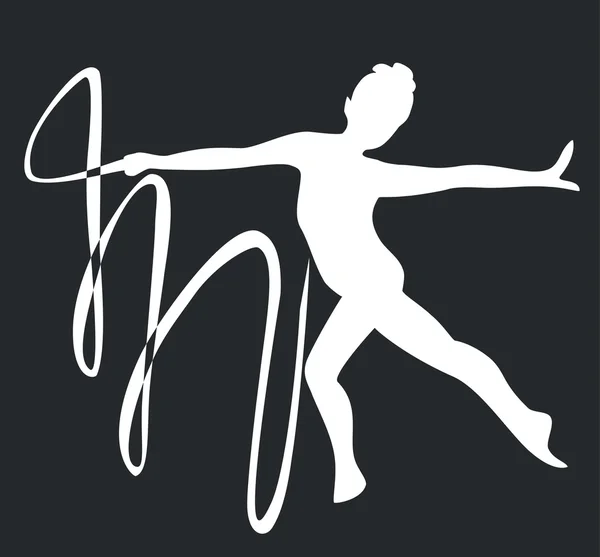 Gymnast silhouet zwart 03 — Stockvector