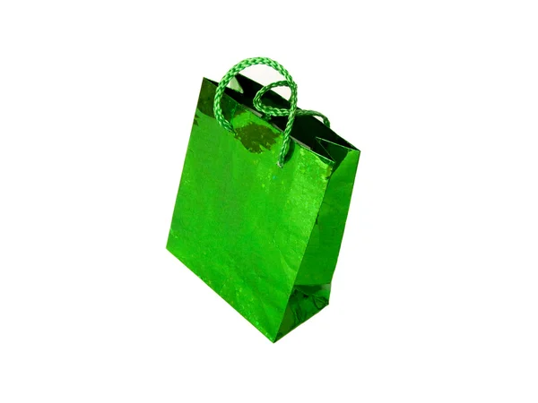 Green gift bag — Stock Photo, Image