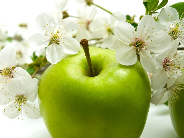 Green apple & flower — Stock Photo, Image