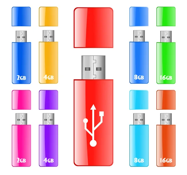 Colored USB flash drive — Stock Vector