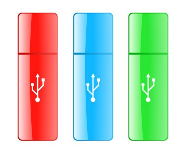 Colored USB flash drive clipart