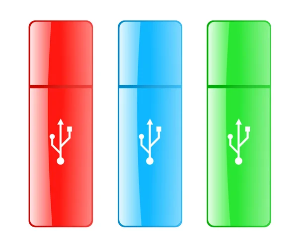 Unidade flash USB colorida — Vetor de Stock