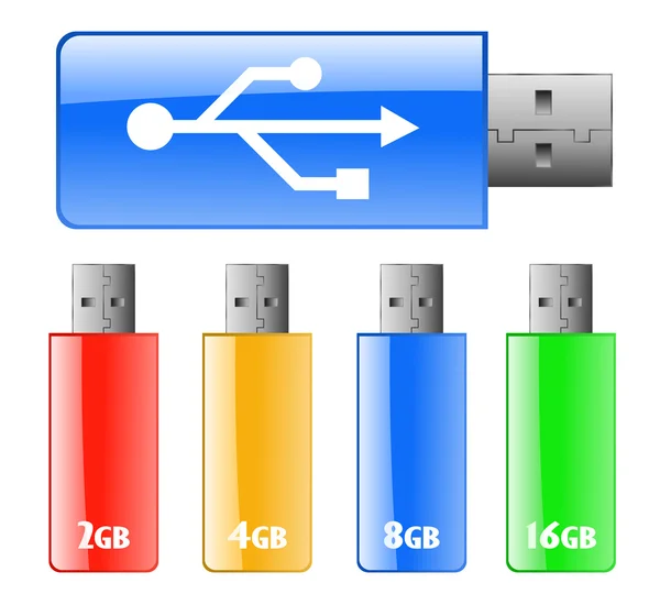 Unidad flash USB de color — Vector de stock