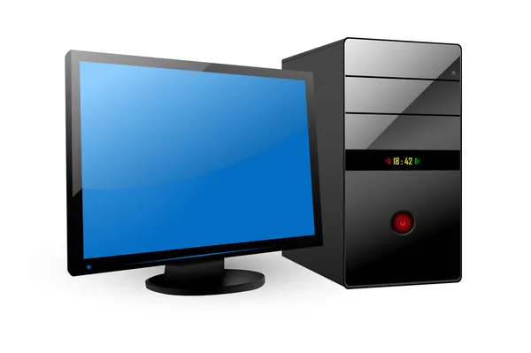 Computador vetorial e monitor —  Vetores de Stock