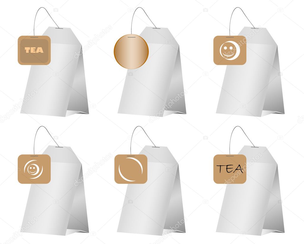 Illustration of a tea bag on white