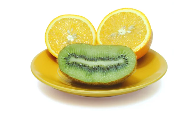Cara divertida naranja y kiwi Imagen De Stock