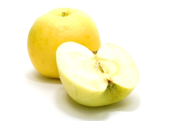 Gelber Apfel und Kern — Stockfoto