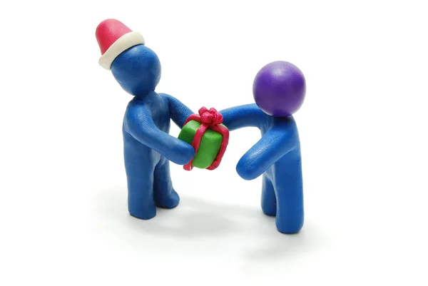 3D Santa Giving Gift to Person — Stock Photo, Image