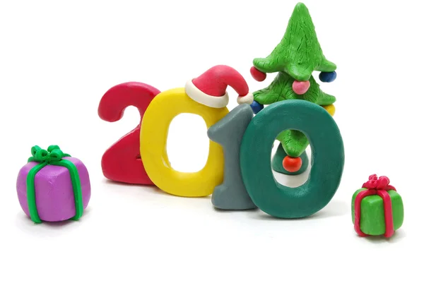 Átlós szöveggel 2010, a karácsonyfa és a g — Stock Fotó