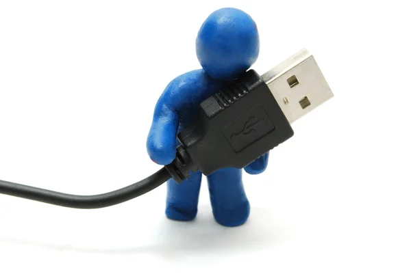 3D Man with USB — Stock Photo, Image