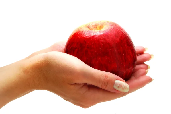 Ruce dávat jablko — Stock fotografie