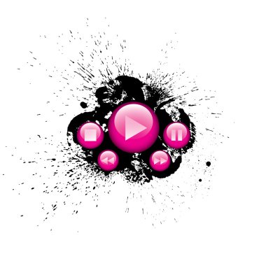 Pink vector media control buttons clipart