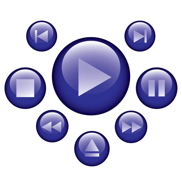 青いベクトル メディア コントロール ボタン — ストックベクタ