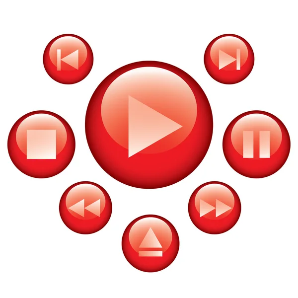 赤ベクトル メディア コントロール ボタン — ストックベクタ