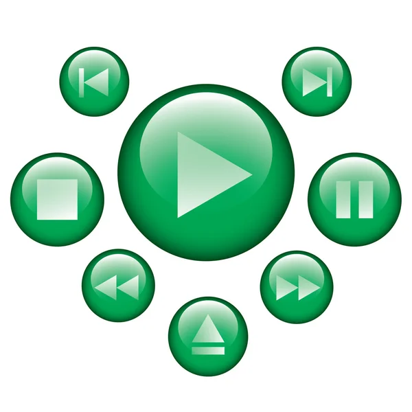 Groene vector media bedieningsknoppen — Stockvector