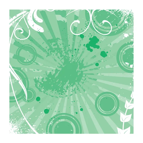 Grunge verde vector floral fondo — Vector de stock