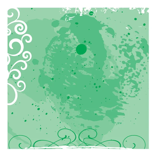 Green grunge floral vector background — Stock Vector