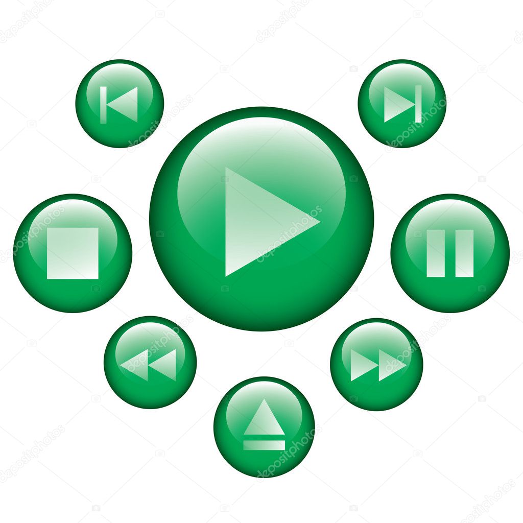 Green vector media control buttons