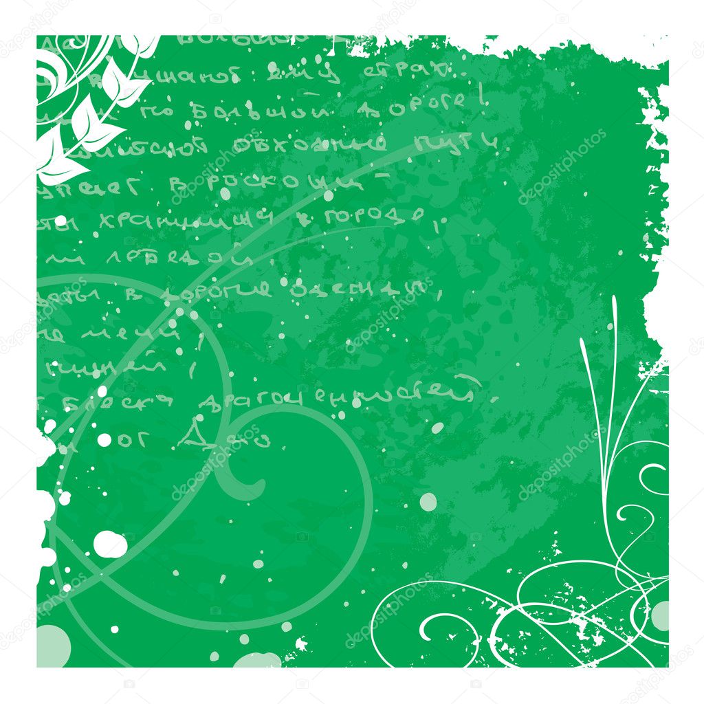Green grunge floral vector background