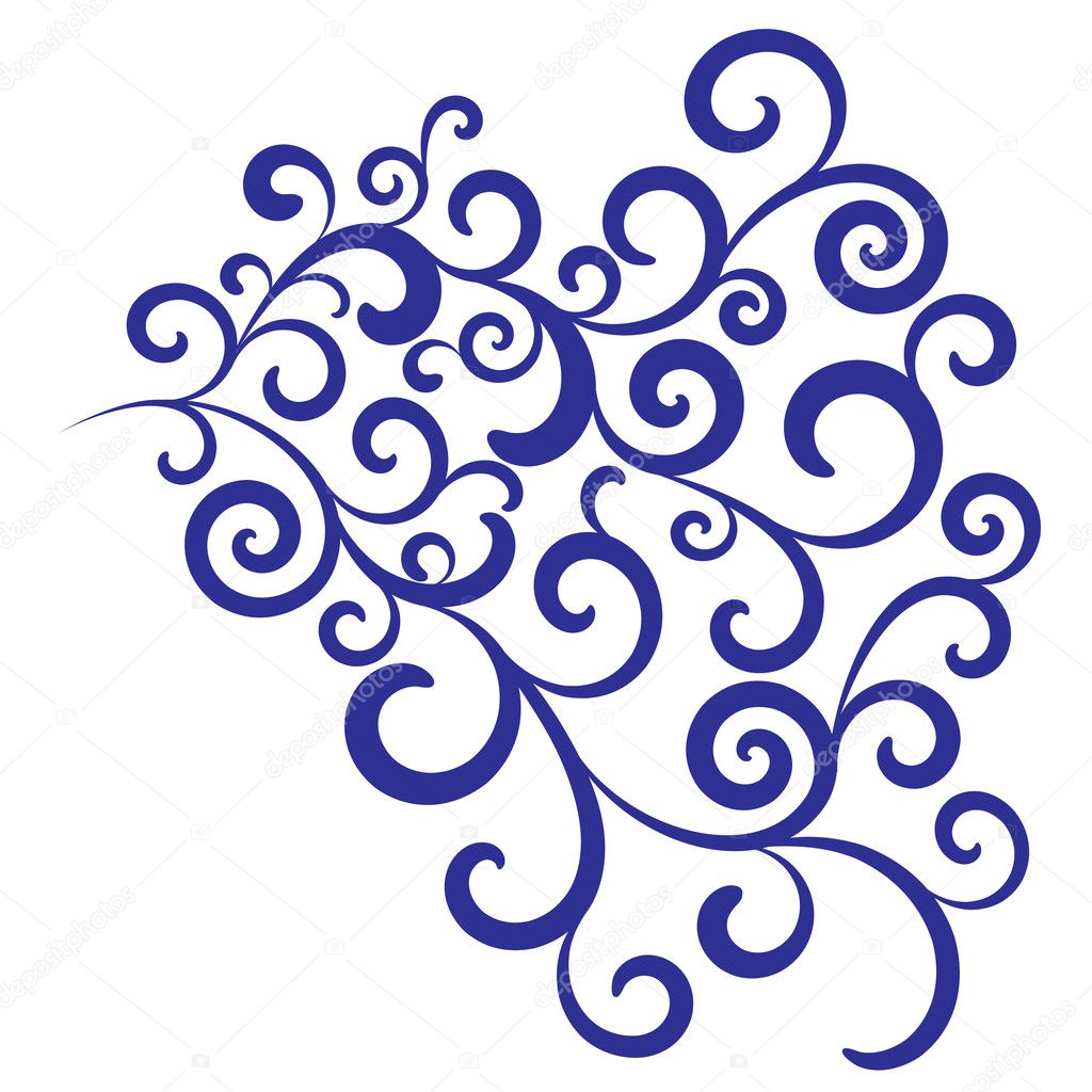 Dark blue floral vector pattern