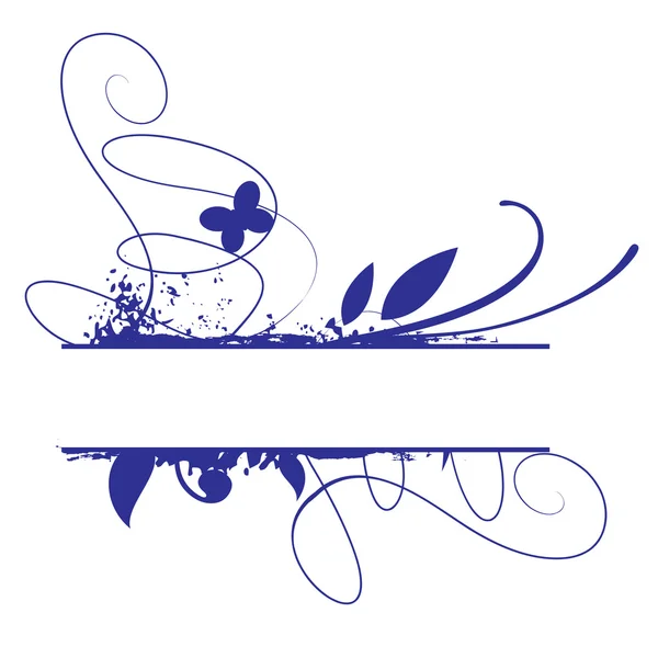 Mavi grunge floral vektör çerçeve — Stok Vektör