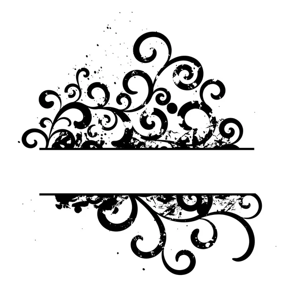 Grunge negro marco vector floral — Archivo Imágenes Vectoriales