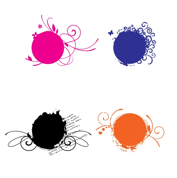 グランジ花のベクトル円セット — ストックベクタ