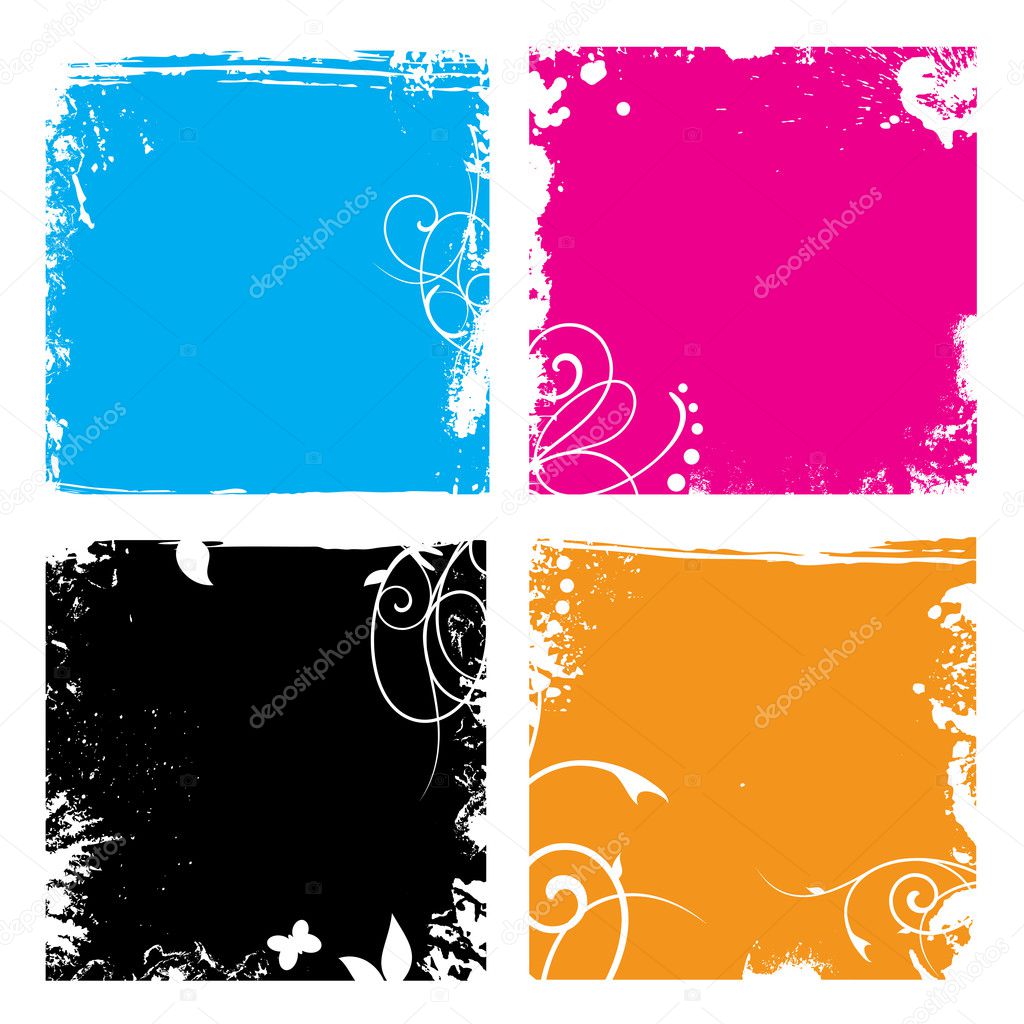 Grunge floral vector backgrounds set