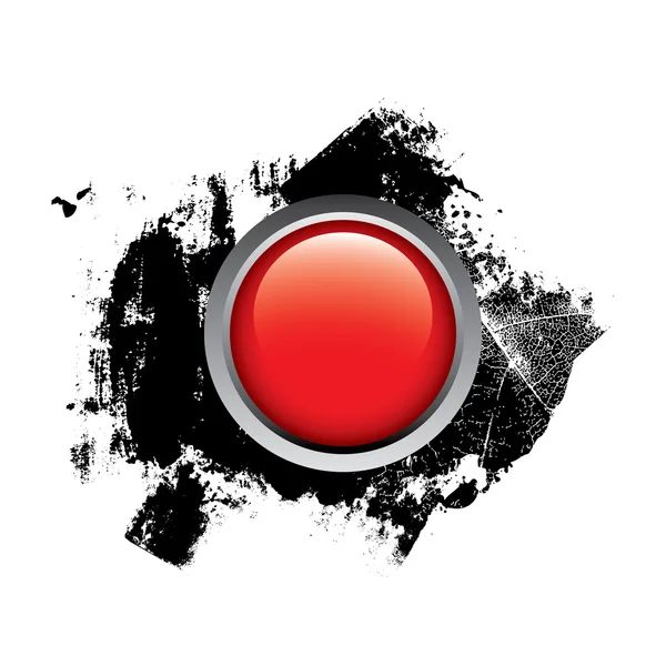 Grunge rojo brillante botón de vectores — Vector de stock