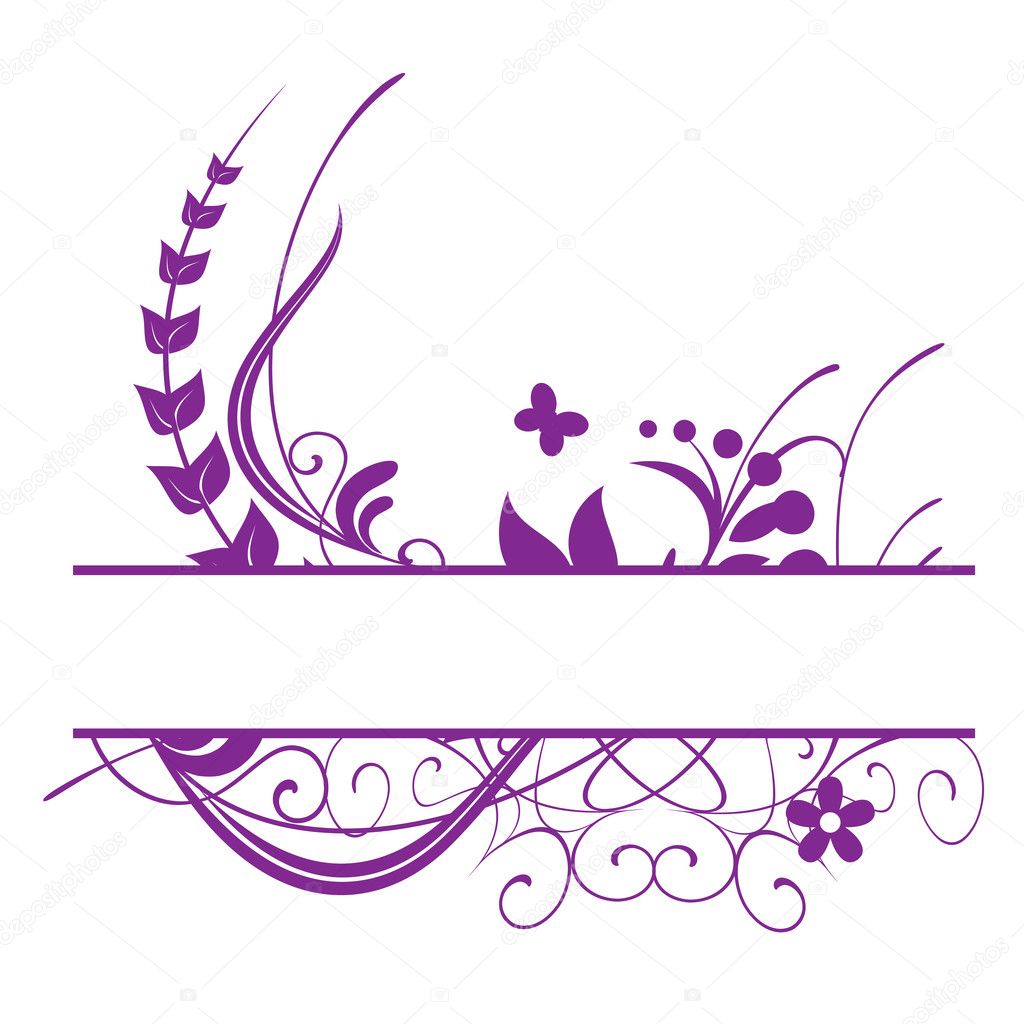 Purple floral vector frame