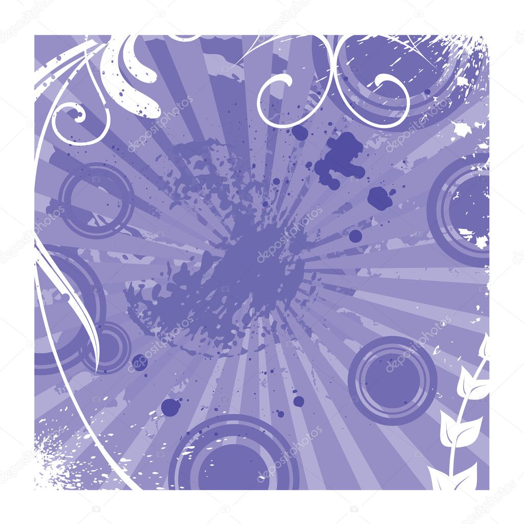 Purple grunge floral vector background