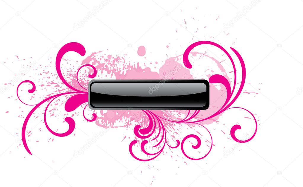 Pink glossy rectangular vector button