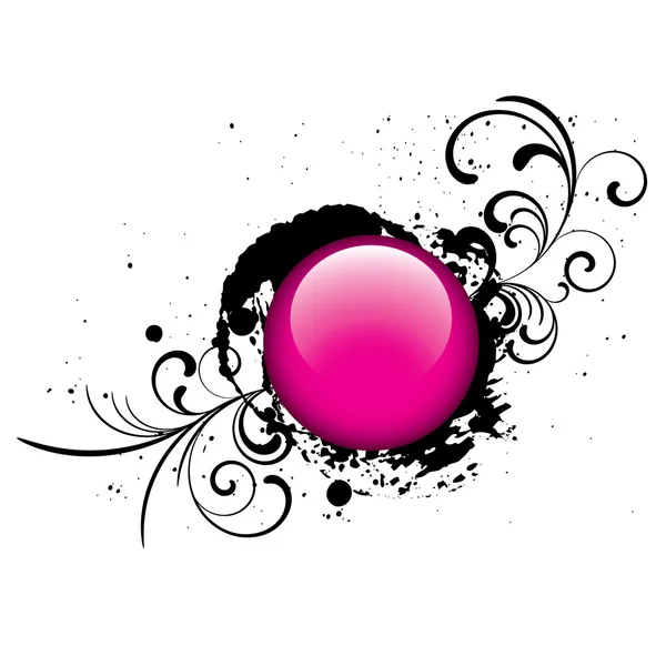 Ροζ grunge κουμπί γυαλιστερό διάνυσμα — Διανυσματικό Αρχείο