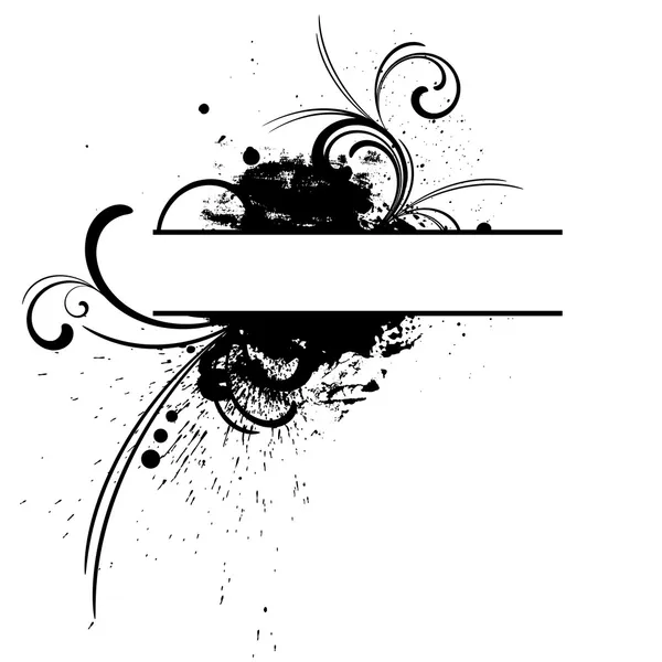 Cadre vectoriel noir avec motifs floraux — Image vectorielle