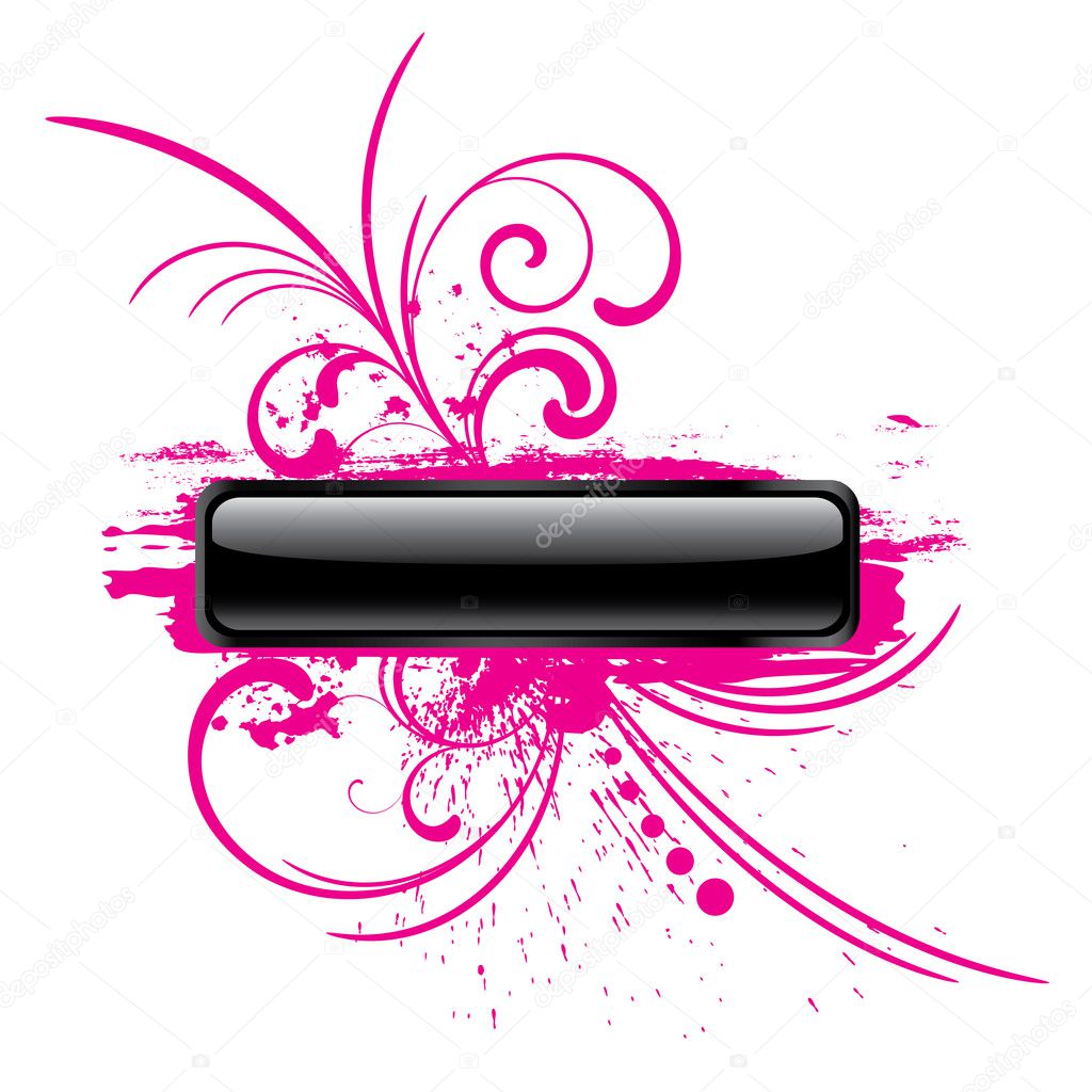 Pink glossy grunge rectangular button